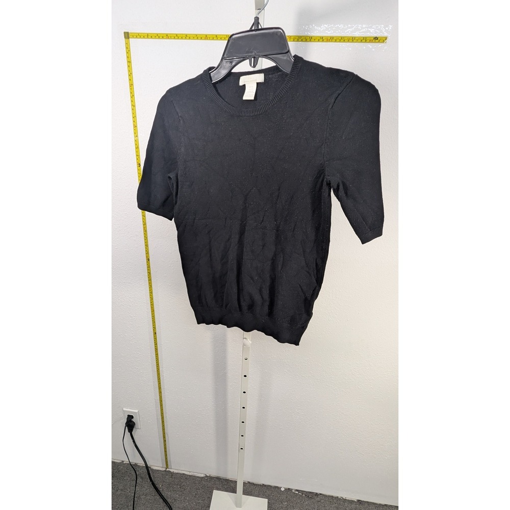 HM Basics Black Short Sleeve Sweater Crew Neck Knit Top Womens XS